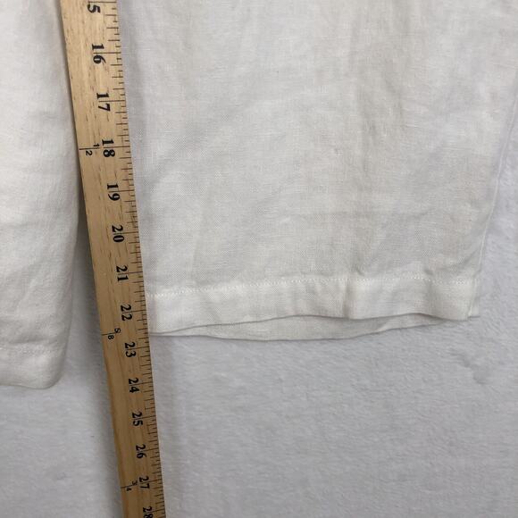 EILEEN FISHER 100% Linen Pants Cropped Sz PL White Side Zip Wide Leg Lagenlook - Picture 9 of 11